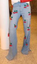 Calça Jeans Wide Leg Cerejinha Calça Jeans Wide Leg Cerejinha