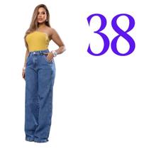 Calça Jeans Wide Leg Cintura Alta 100% Algodão com Bolso Faca Conforto e Estilo Atemporal