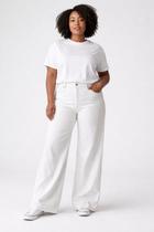 Calça Jeans Wide Leg Com Brilho Cor:BrancoGênero:FemininoTamanho:38 Calça Jeans Wide Leg Com Brilho Cor:BrancoGênero:FemininoTamanho:38