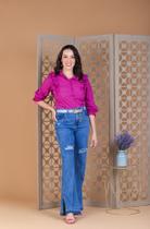 Calça Jeans Wide Leg com desgaste Calça Jeans Wide Leg com desgaste