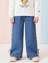 Calça Jeans Wide Leg Com Laços Momi Calça Jeans Wide Leg Com Laços Momi