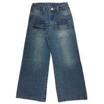 Calça Jeans Wide Leg Dirty Denim - Tam 4/8 e 10/16 Calça Jeans Wide Leg Dirty Denim - Tam 4/8 e 10/16