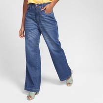 Calça Jeans Wide Leg Ecxo Cintura Alta Feminina