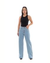 Calça Jeans Wide Leg Feminina Cintura Alta Básica 100% Algodão 29000 Média