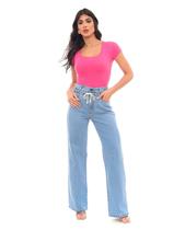 Calça Jeans Wide Leg Feminina Cintura Alta Rope 22918 Média