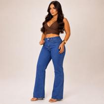 Calça Jeans Wide Leg Feminina Com Lycra Cintura Alta Modelagem Premium Confortável Calça Jeans Wide Leg Feminina Com Lycra Cintura Alta Modelagem Premium Confortável