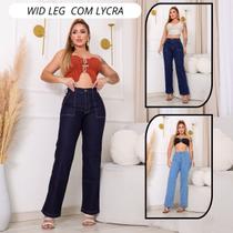 Calça Jeans Wide Leg Feminina Com Lycra Calça Jeans Wide Leg Feminina Com Lycra