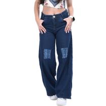Calça jeans wide leg feminina infantil juvenil top de linha princesinha menina