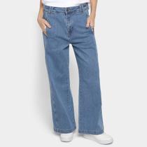 Calça Jeans Wide Leg Lacoste Cintura Alta Feminina