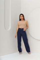 Calça jeans wide leg lisa feminina perna larga
