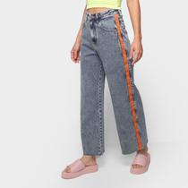 Calça Jeans Wide Leg Oh, Boy Estonada Feminina