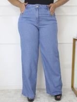 Calça jeans wide leg plus size tendência 2024/2025
