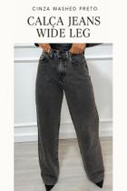Calça Jeans Wide Leg Rajada Grafite Feminina Over Size Moda Urbana Rock Calça Jeans Wide Leg Rajada Grafite Feminina Over Size Moda Urbana Rock