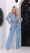 Calça jeans widleg cargo Calça jeans widleg cargo