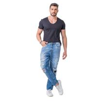 Calça Jeans Zune Masculina Relaxed Destroyed Básica Conforto