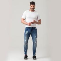 Calça Jeans Zune Masculina Skinny Básica Estonada Dia a Dia