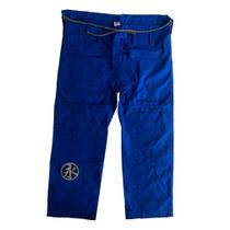 Calça Jiu Jitsu Keiko Brim Azul Logo Cinza Adulto Unissex