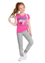 Calça jogger básica infantil menina de moletinho Brandili Calça jogger básica infantil menina de moletinho Brandili