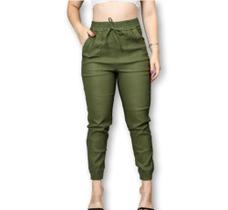 calça jogger bengaline elástico na cintura elegante