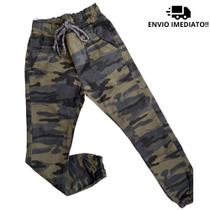 Calça jogger camuflada infantil e juvenil