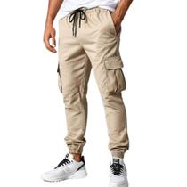 Calça Jogger CARGO BEGE Masculina Sarja The STEPHEN C. Calça Jogger CARGO BEGE Masculina Sarja The STEPHEN C.