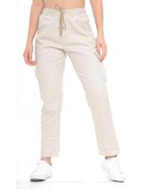 calça jogger cargo c/6 bolsos feminina elastano barra larga envio rapido