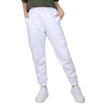 Calça Jogger Cargo em Moletom Flanelado Com Bolso Lateral