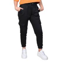 Calça Jogger Cargo em Moletom Flanelado Com Bolso Lateral Perfeito para o Frio