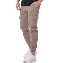 Calça Jogger Cargo Masculina De Sarja Com Elástico Casual