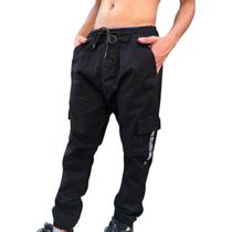 Calça Jogger cargo Masculina Sarja Elástico Cintura - Anj Modas