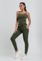 Calça Jogger Comfy Malha Canelada Verde Salvatore Fashion