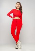 Calça Jogger Comfy Malha Canelada Vermelho Claro Salvatore Fashion