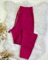 Calça Jogger Em alinho Feminino Na Cor Rosa Com Cadarço TAM P