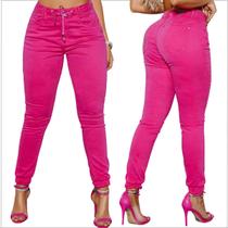 Calça Jogger feminina Barbie Core Rosa com elastano Pit Bull jeans empina bumbum.