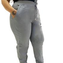 Calça jogger feminina bengaline bolsos na frente Plus Size