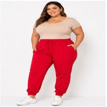 Calça Jogger Feminina Bengaline Plus Size Vermelha Calça Jogger Feminina Bengaline Plus Size Vermelha