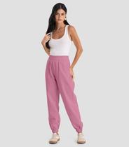 Calça Jogger Feminina em Moletom Penteado Dianna Rosa Calça Jogger Feminina em Moletom Penteado Dianna Rosa