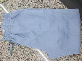 Calça jogger feminina linho azul com elástico na cintura