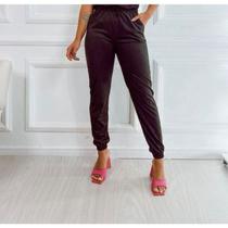 Calça jogger feminina tecido suede casual