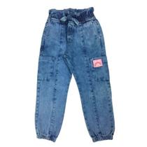 Calça Jogger Infantil Jeans com Elástico e Cordão no Cós - Tam 4/8 e 10/16