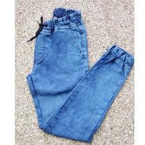 Calça Jogger Infantil / Juvenil Jeans Marmorizada Calça com Elástico no cós e na Barra - Premium