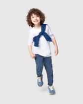 Calça jogger infantil menino bolso cargo em jeans moletom malwee kids azul - 18