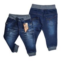 calça jogger jeans bebe menino com elastano Tam 0 A 12 meses