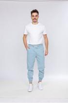Calça Jogger Jeans Claro Slim Elastano Estilosa Calça Jogger Jeans Claro Slim Elastano Estilosa