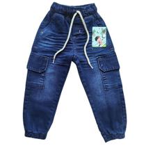 Calça jogger jeans infantil menino com elastano Tam 1 A 3 anos.