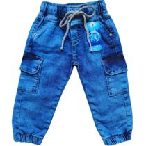 Calça jogger jeans infantil menino com elastano Tam 1 A 3 anos.
