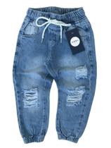 calça jogger jeans juvenil menino com laycra tam 10 12 14 e 16 anos