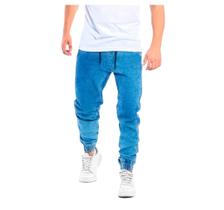 Calça jogger jeans masculina com cordão na cintura