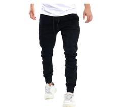 Calça jogger jeans masculina com cordão na cintura