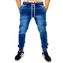 Calça jogger jeans masculina sarja com elastico